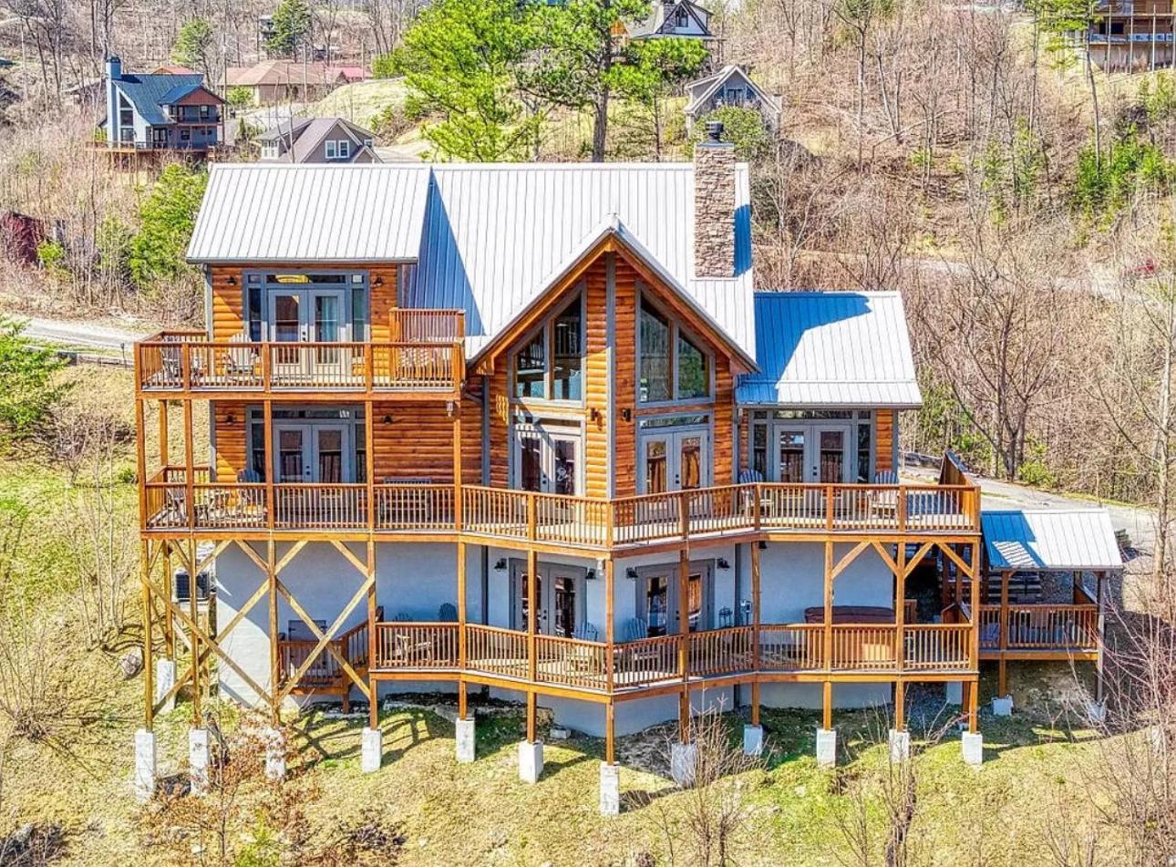 Hawk'S View Log Cabin -Mountains In Gatlinburg. Villa Exterior photo